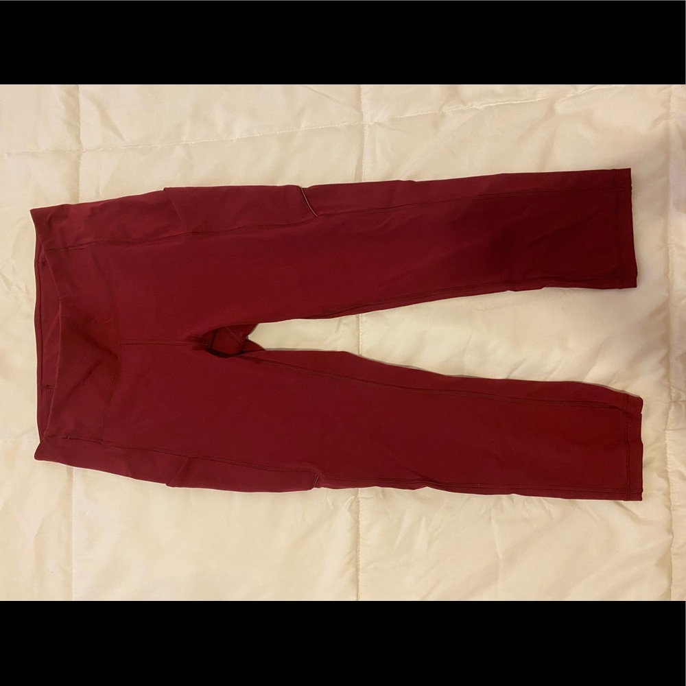 Lululemon crop leggins dark red